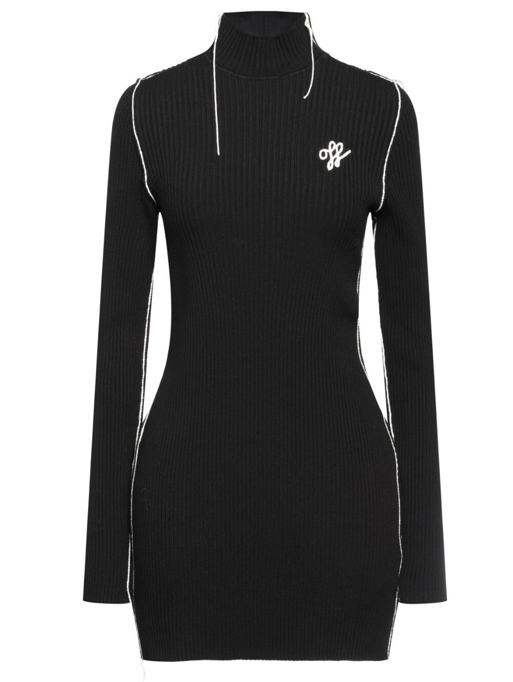 Off-White Outline Turtleneck Mini Dress Black NWT